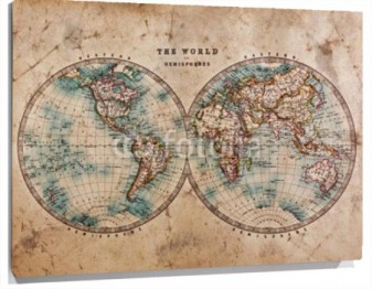 Lienzo Mapa del mundo antiguo dos hemisferios